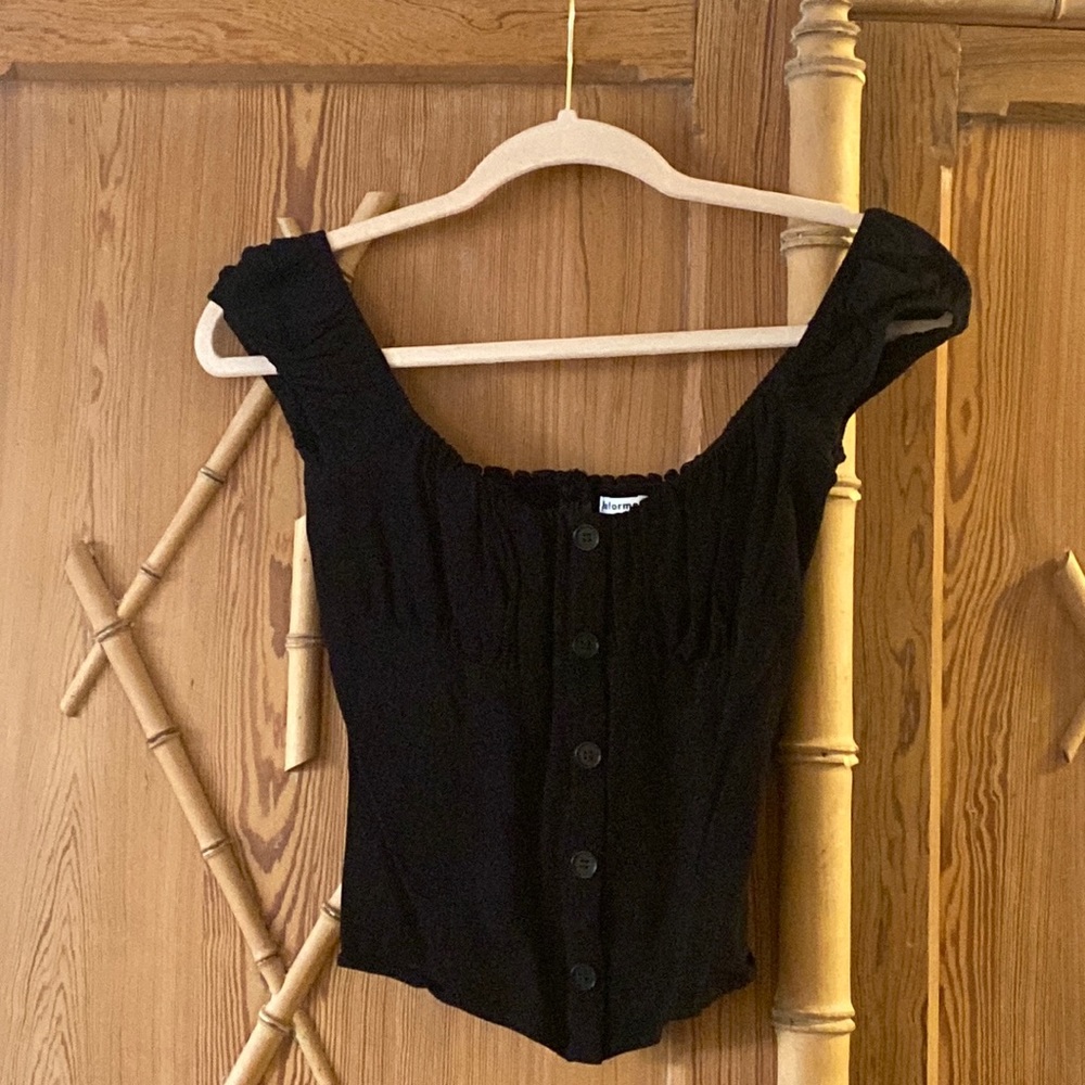 Reformation off shoulder black bustier top size 4 like new